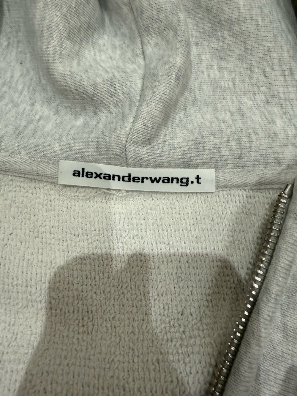 Alexander Wang Light Heather Gray Cropped Zip Hoodie - Picture 4 of 7